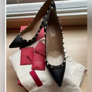 valentino rockstud grainy leather pump pebble leather 85